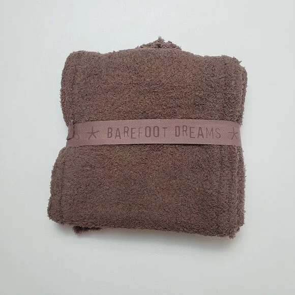 Barefoot Dreams CozyChic Pom Pom Beanie & Scarf Set Chestnut OS Warm Winter Wear